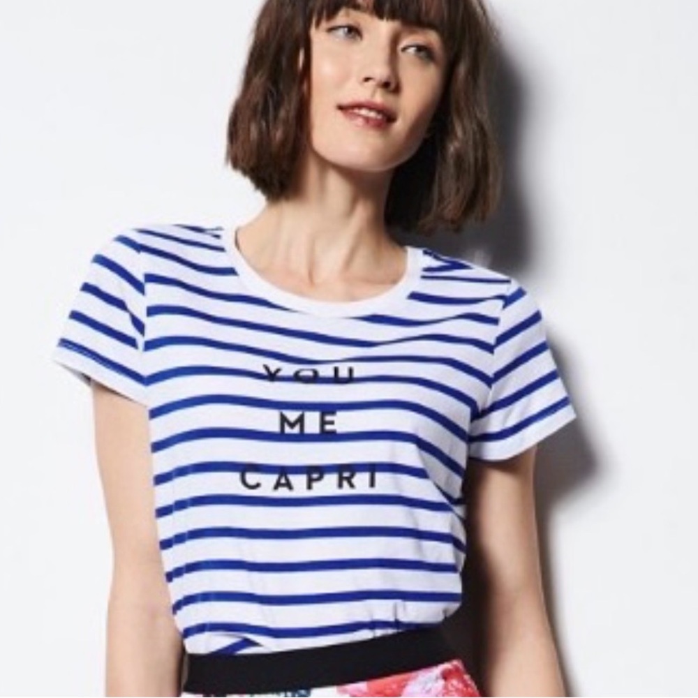 MILLY ✨ YOU ME CAPRI nautical Italian stripes vintage tee women’s T-shirt | Sz M